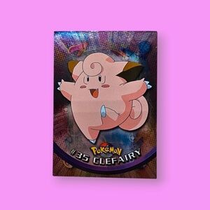 Pokemon 1999 TOPPS Clefairy #35 Blue Logo Chrome Foil TV Animation Edition Card